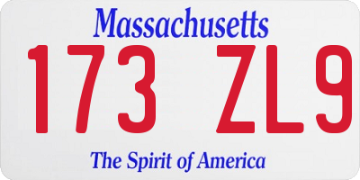MA license plate 173ZL9