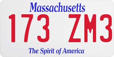 MA license plate 173ZM3