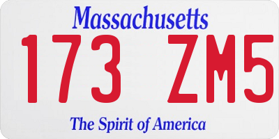 MA license plate 173ZM5