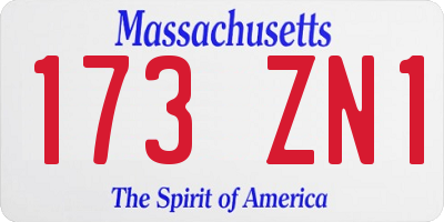 MA license plate 173ZN1