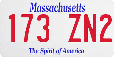 MA license plate 173ZN2
