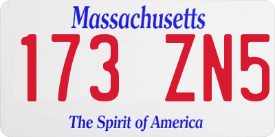 MA license plate 173ZN5