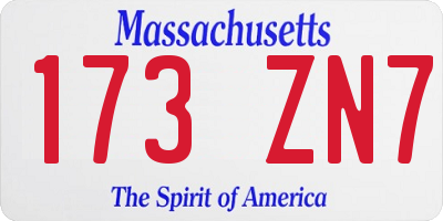 MA license plate 173ZN7