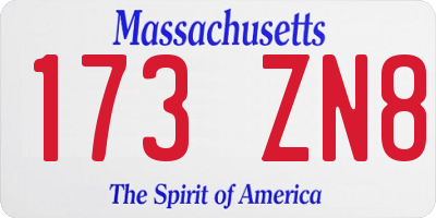 MA license plate 173ZN8
