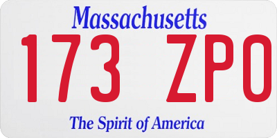 MA license plate 173ZP0