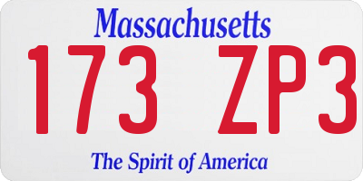 MA license plate 173ZP3