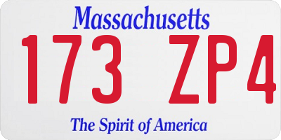 MA license plate 173ZP4