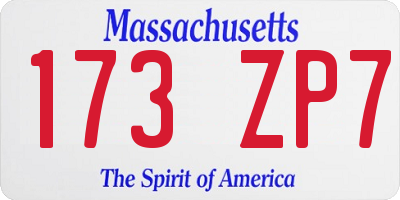 MA license plate 173ZP7