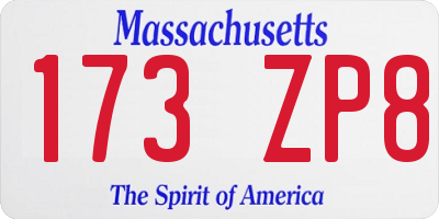MA license plate 173ZP8