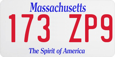 MA license plate 173ZP9
