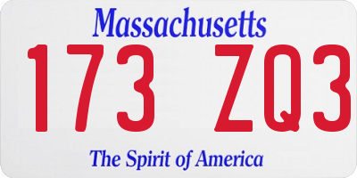 MA license plate 173ZQ3