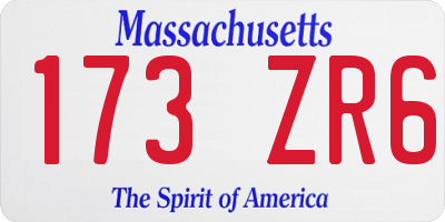 MA license plate 173ZR6