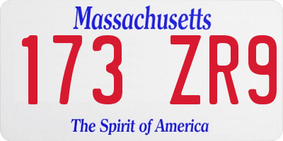 MA license plate 173ZR9
