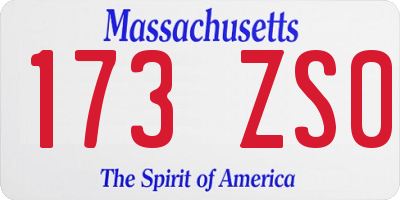 MA license plate 173ZS0