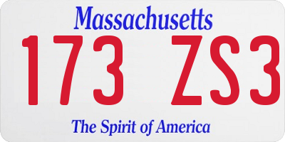 MA license plate 173ZS3