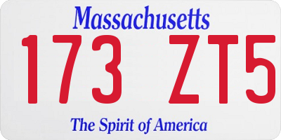 MA license plate 173ZT5