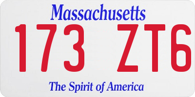 MA license plate 173ZT6