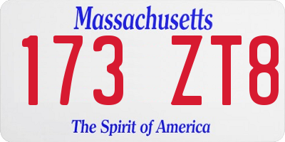 MA license plate 173ZT8