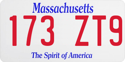 MA license plate 173ZT9