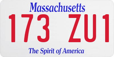 MA license plate 173ZU1