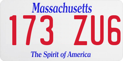 MA license plate 173ZU6