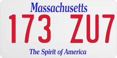 MA license plate 173ZU7