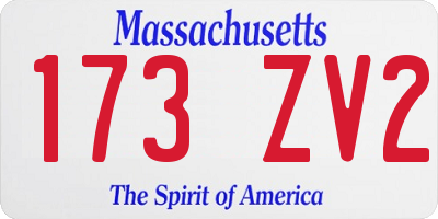 MA license plate 173ZV2