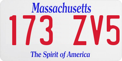 MA license plate 173ZV5