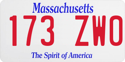 MA license plate 173ZW0