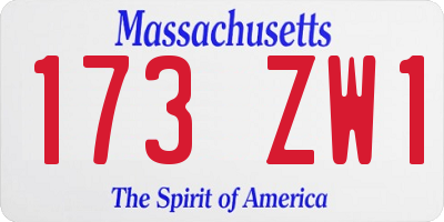 MA license plate 173ZW1