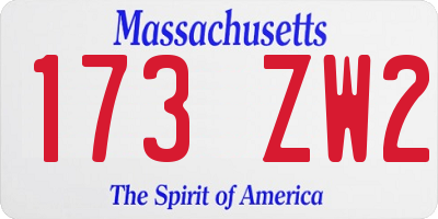 MA license plate 173ZW2