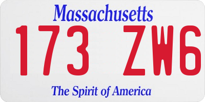 MA license plate 173ZW6
