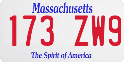 MA license plate 173ZW9