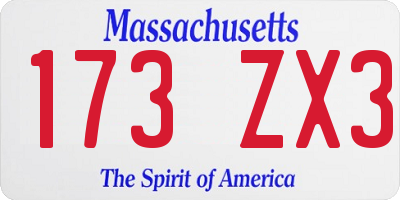 MA license plate 173ZX3
