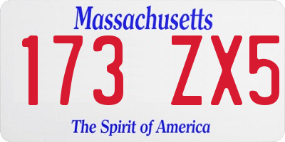MA license plate 173ZX5
