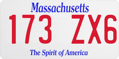 MA license plate 173ZX6