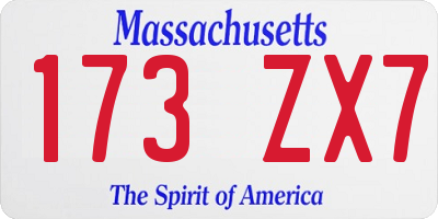 MA license plate 173ZX7