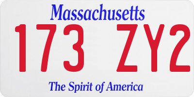 MA license plate 173ZY2