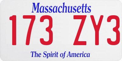 MA license plate 173ZY3