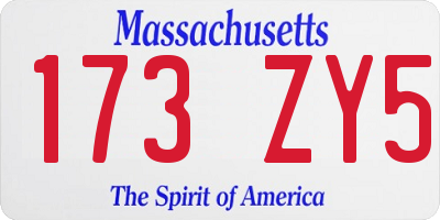 MA license plate 173ZY5