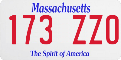 MA license plate 173ZZ0