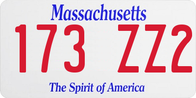 MA license plate 173ZZ2