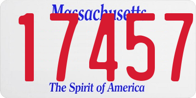 MA license plate 17457