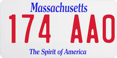 MA license plate 174AA0