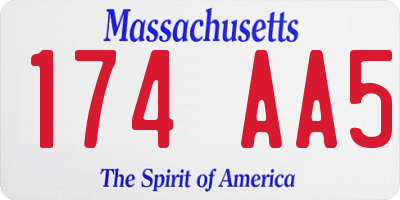 MA license plate 174AA5