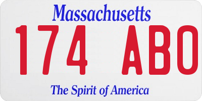 MA license plate 174AB0