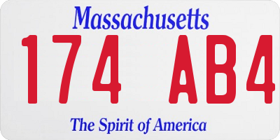 MA license plate 174AB4