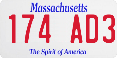 MA license plate 174AD3
