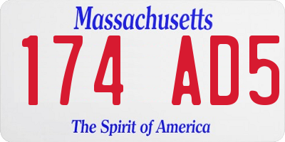 MA license plate 174AD5
