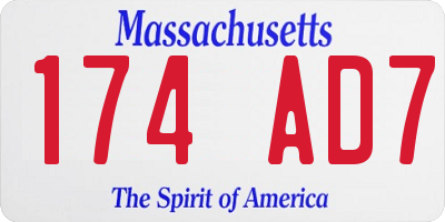 MA license plate 174AD7
